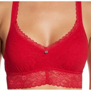 DKNY Intimates Racerback Bralette Red Lace Trim Small‎ Lined Wireless Bra NEW